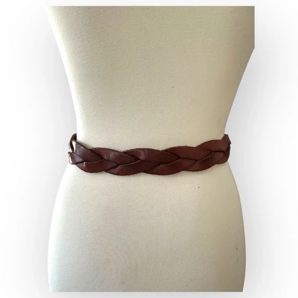 True Vintage Brown Gold Braided Oval Buckle Belt Size L - Picture 6 of 11